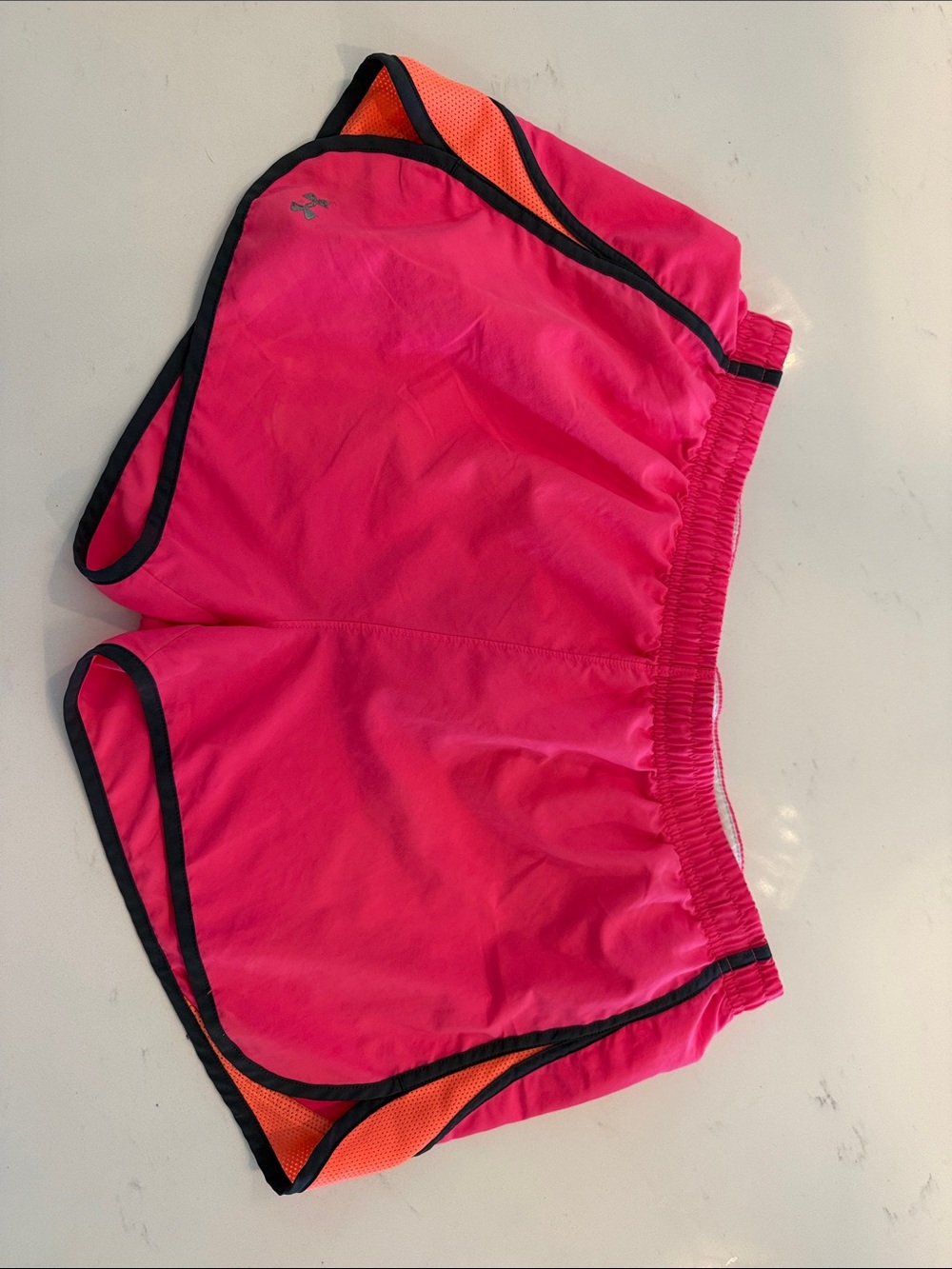 Under Armour Hot Pink and Orange Athletic Shorts with Black Trim
